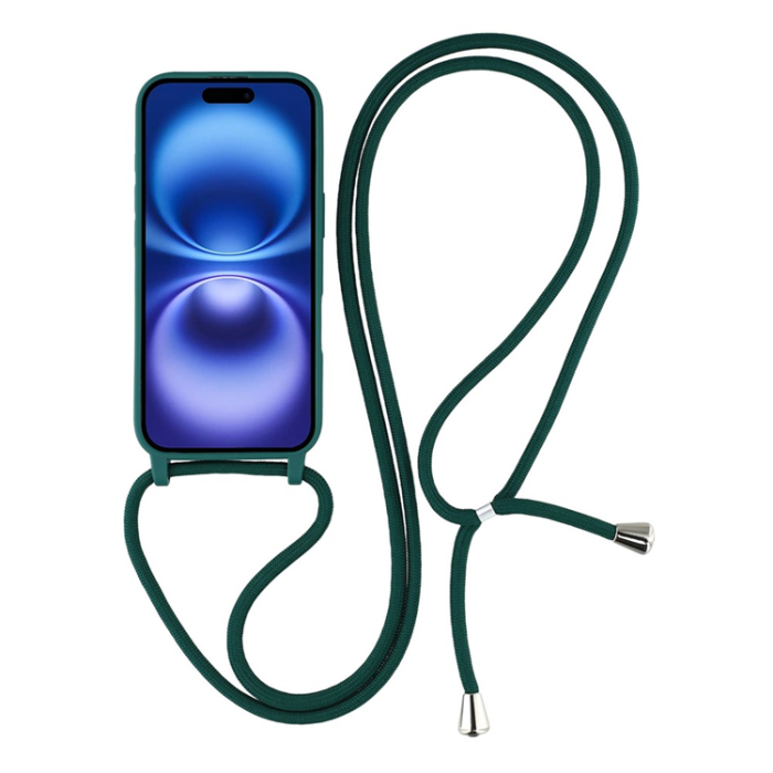 A-One Brand - iPhone 17 Mobilskal TPU Shockproof med Lanyard - Mörkgrön