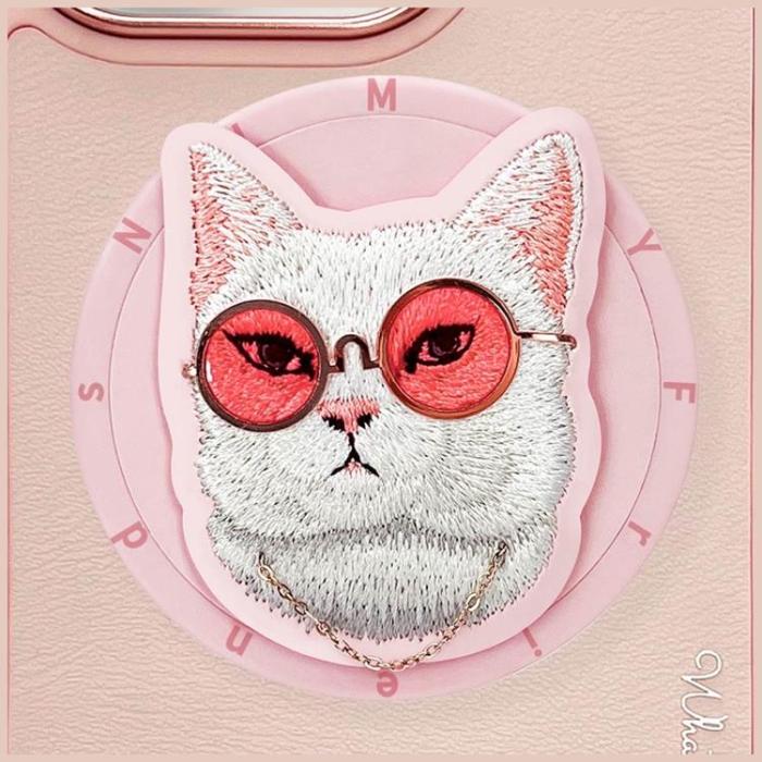 NIMMY - Nimmy iPhone 16 Pro Mobilskal MagSafe Glasses Cool Cat - Rosa