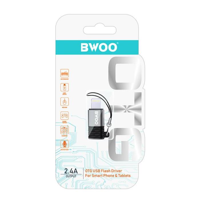 BWOO - BWOO USB-A Till Lightning Adapter Mini BZ-37 - Silver