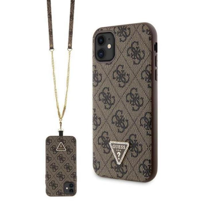 Guess - Guess iPhone 11/XR Mobilskal Crossbody Metall Logo - Brun