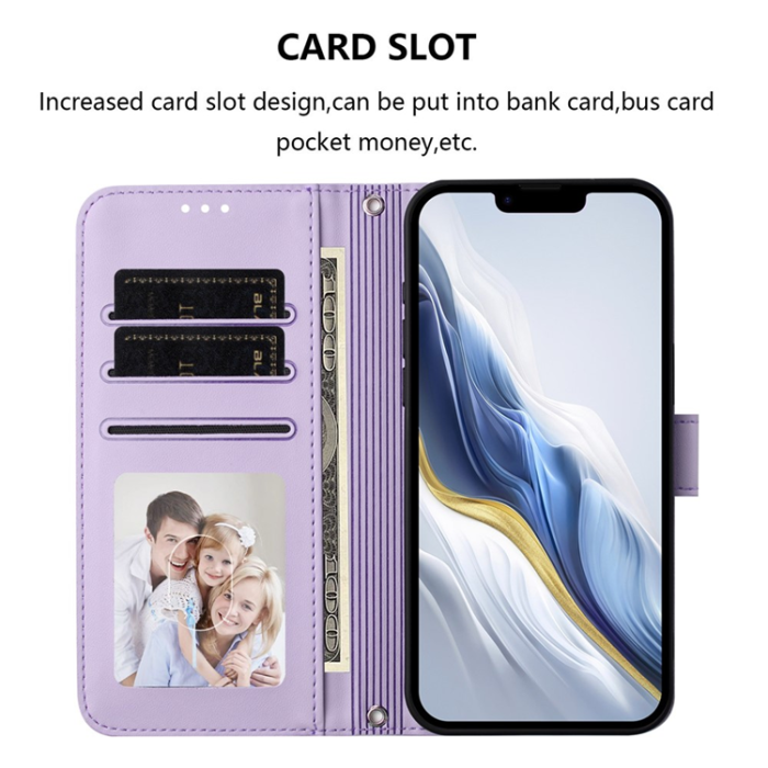 A-One Brand - iPhone 16e Plånboksfodral Läder med Handledsrem - Ljuslila