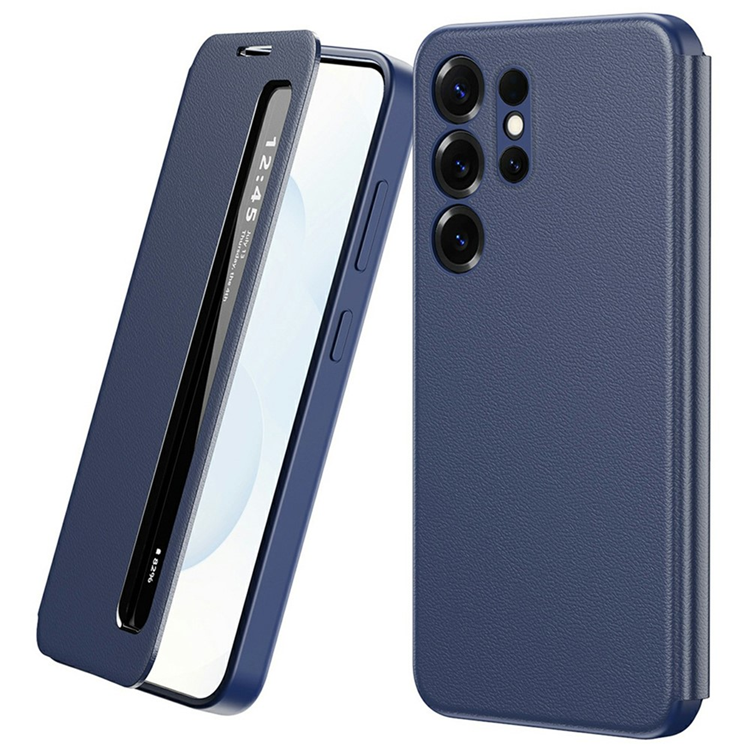 Galaxy S23 Ultra Mobilskal Smart View Window Läder - Blå (Sapphire) | 2353 | AlltMobil