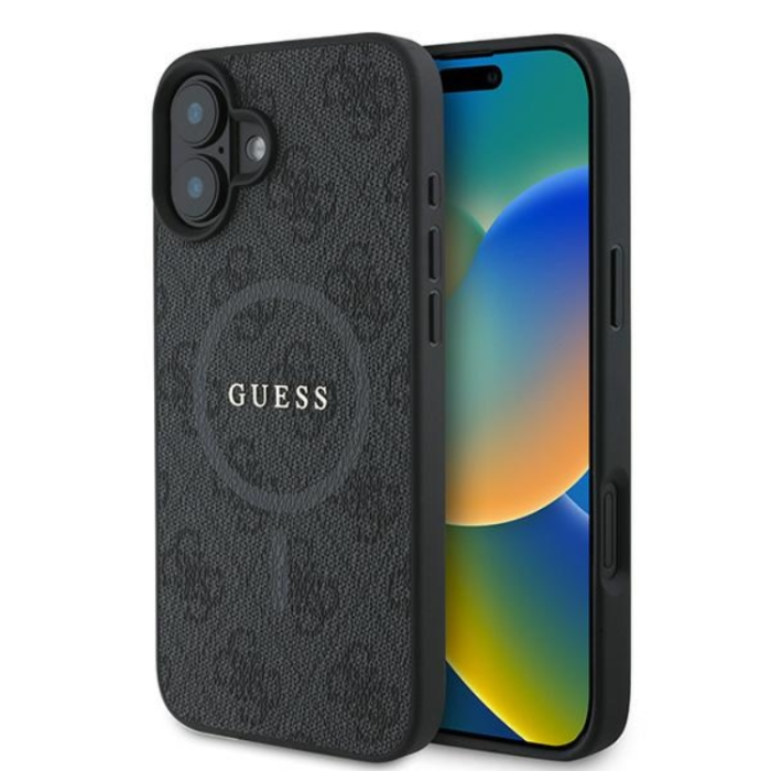 Guess - Guess iPhone 16 Mobilskal Magsafe 4G Ring Classic Logo - Svart