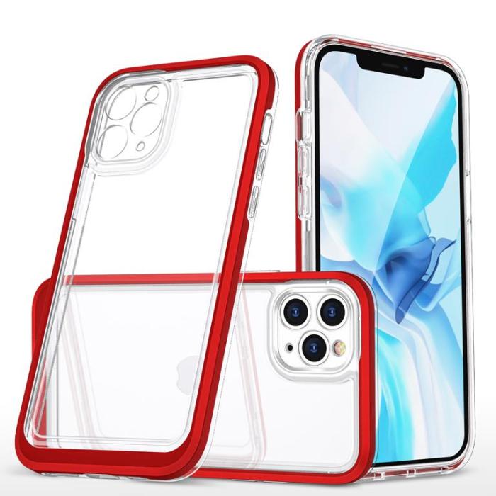 OEM - iPhone 11 Pro Max Skal Clear 3in1 - Röd