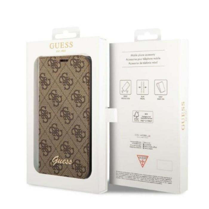 Guess - GUESS iPhone 14 Pro Max Plånboksfodral Vintage Gold Logo - Brun