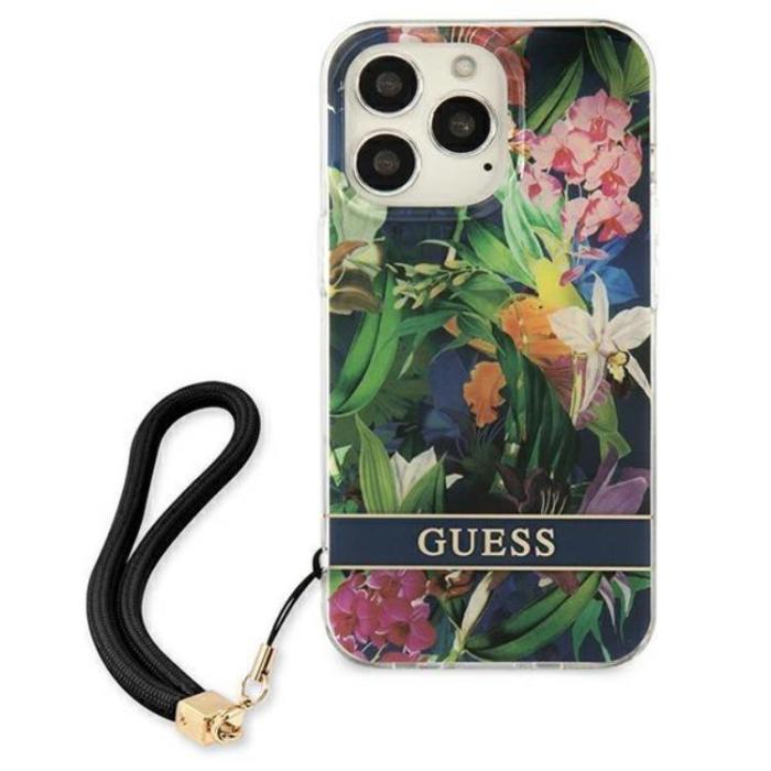 Guess - Guess iPhone 13 Pro Skal Flower Strap - Blå