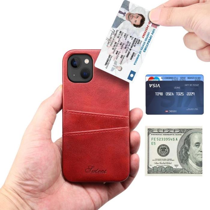 SUTENI - SUTENI iPhone 14 Plus Skal Korthållare - Röd