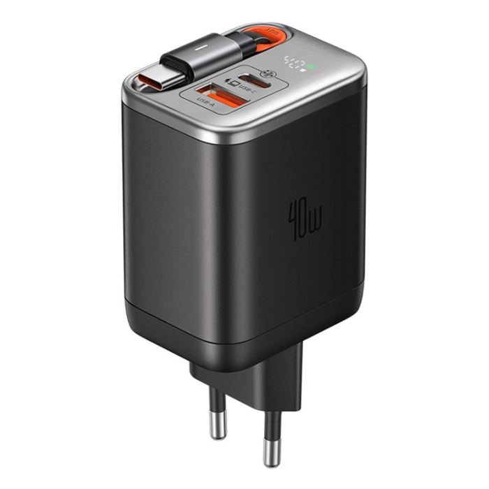 Mcdodo - MCDODO Snabbladdare USB-C/USB-A 40W Infällbar USB-C Kabel EU