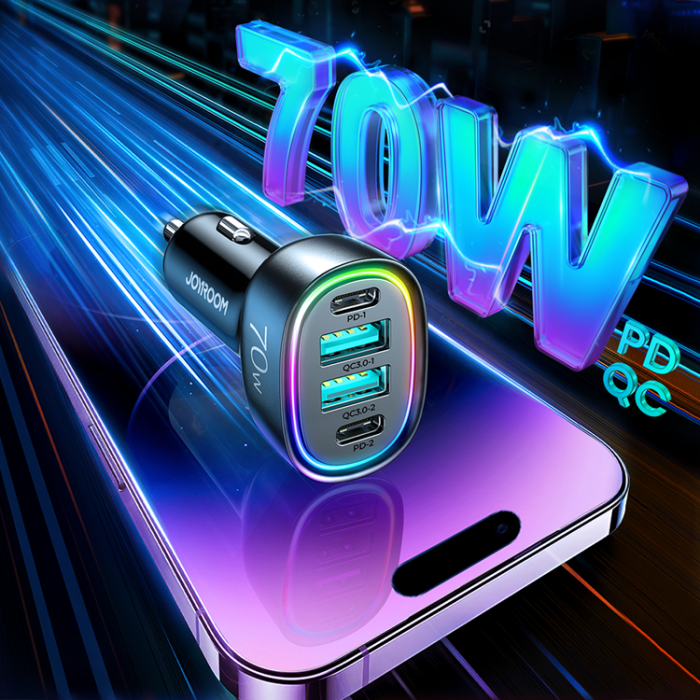 Joyroom - Joyroom Billaddare 4-Ports 2x USB/2x USB-C - Svart