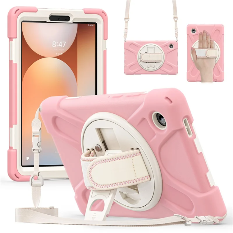Galaxy Tab A11 Mobilskal Kickstand Silikon Axelrem (Rosa) | 2353 | AlltMobil