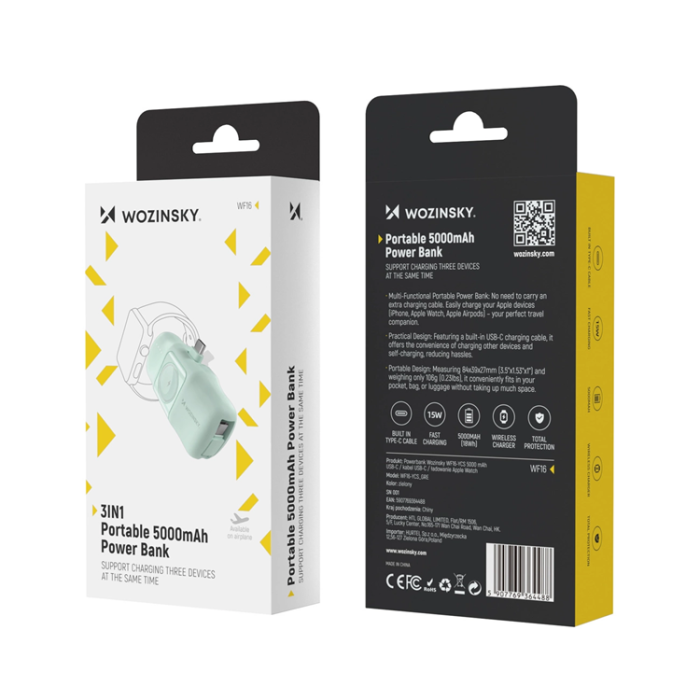 Wozinsky - Wozinsky USB-C Mini Powerbank 15W 5000mAh - Grön