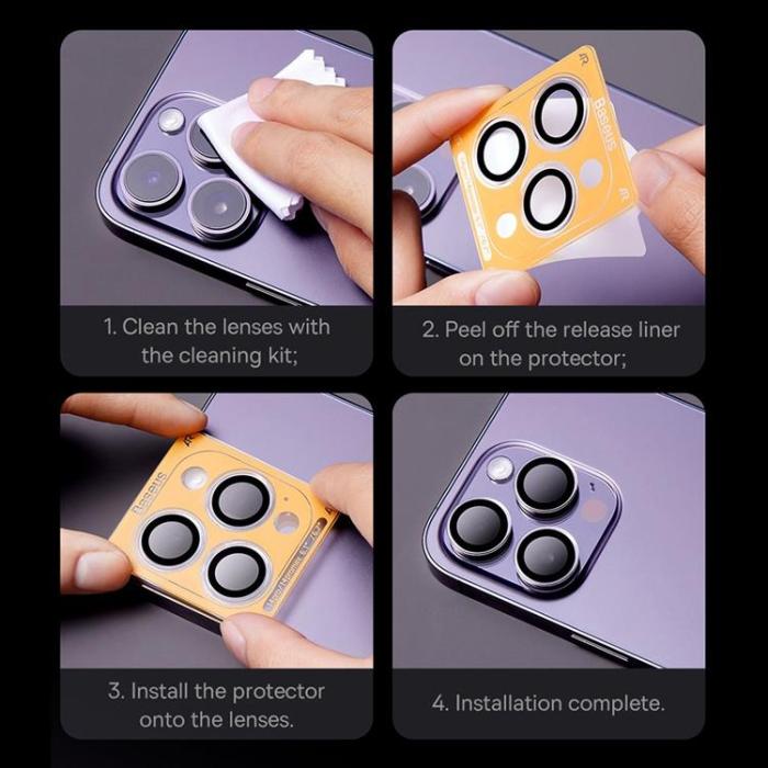 BASEUS - Baseus iPhone 12 Pro/11 Pro Kameralinsskydd i Härdat Glas