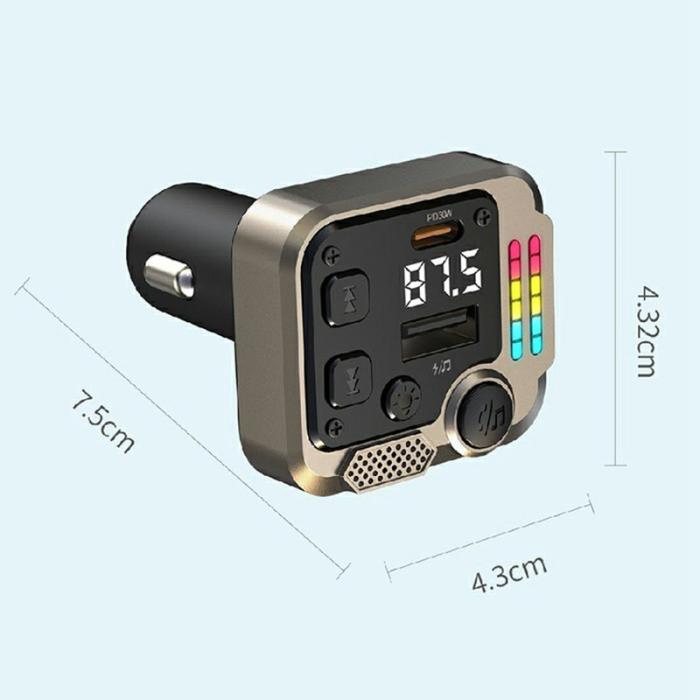 OEM - C68 Bluetooth FM-sändare biladapter PD 30W dubbla portar svart