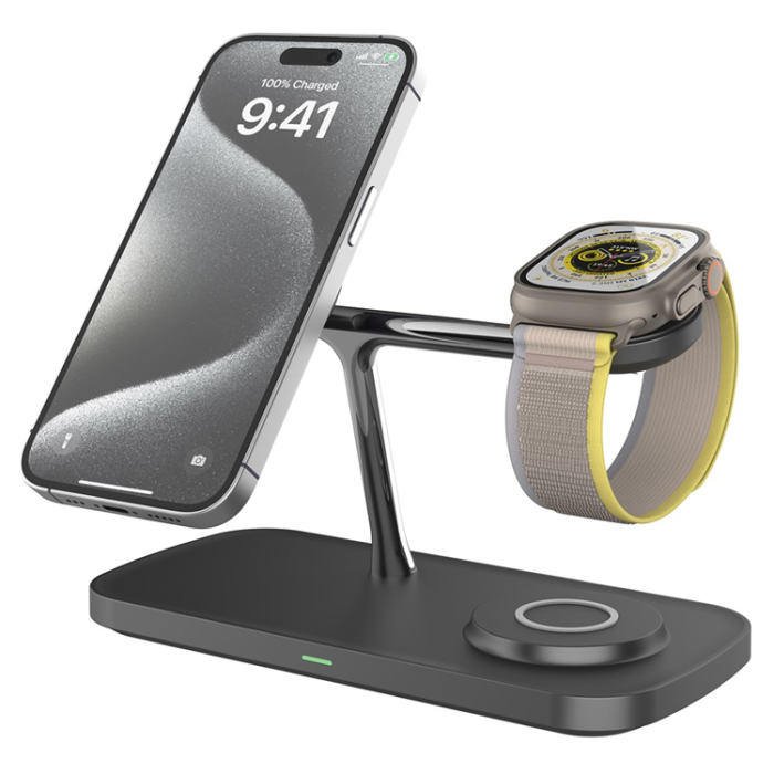 OEM - Qi2 MagSafe Trådlös Laddare iPhone, Apple Watch, Airpods T255 - Svart