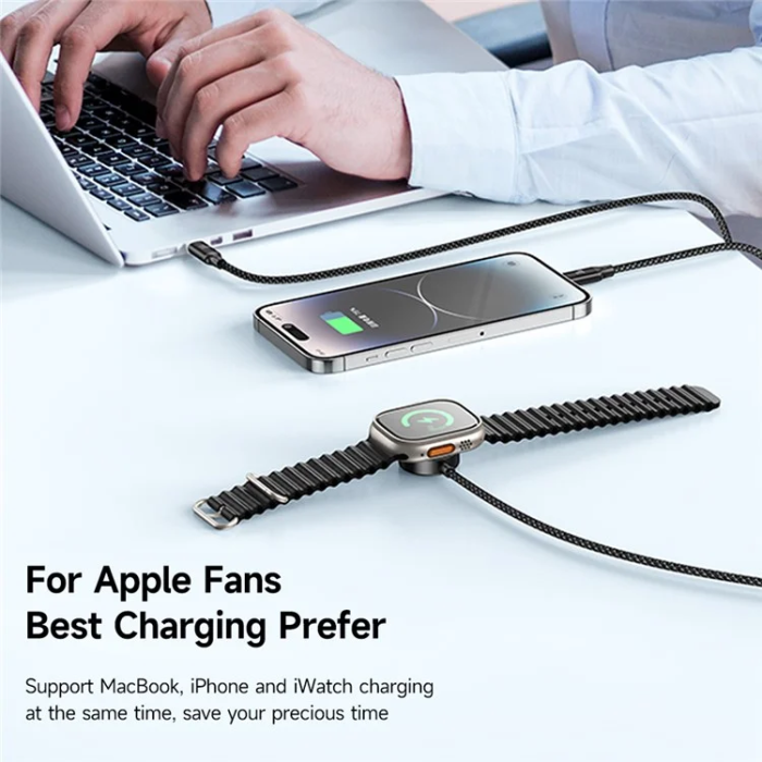 MCDODO - MCDODO 3in1 USB-C/USB-C/Lightning Kabel 1.2M Trådlös Laddare