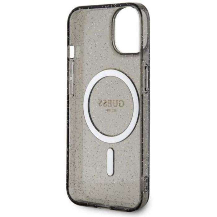 Guess - Guess iPhone 14 Mobilskal MagSafe Glitter Guld - Svart