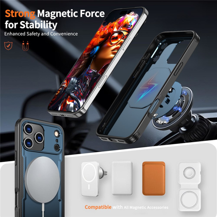 A-One Brand - iPhone 17 Pro Mobilskal MagSafe TPU+PC Kickstand - Blå