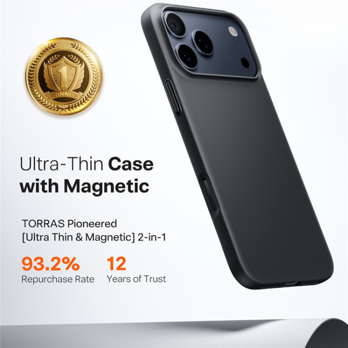 Torras - TORRAS iPhone 17 Pro Max Mobilskal MagSafe Shockproof - Svart
