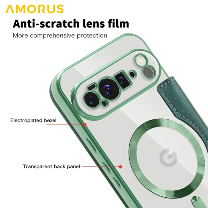 AMORUS - AMORUS Google Pixel 10 Pro XL Plånboksfodral Magsafe RFID - Grön