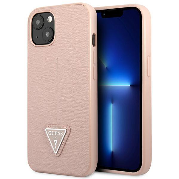 GUESS iPhone 14 Plus Skal Saffiano Triangle Logo - Rosa | 2353 | AlltMobil
