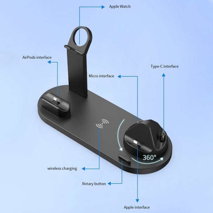 OEM - 6in1 Trådlös Laddare Apple och Samsung 15W - B07A