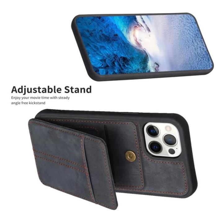 Taltech - iPhone 15 Pro Max Mobilskal Korthållare BF28 - Svart