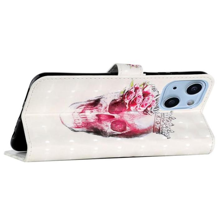 A-One Brand - iPhone 14 Plånboksfodral Folio Flip - Crown Skull