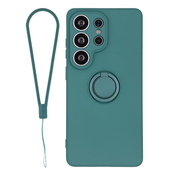 OEM - Mobilskal för Samsung Galaxy S26 Ultra Silikon med Ring Kickstand - Mörkgrön