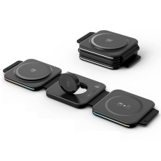 OEM - 3in1 Magsafe Tr&aring;dl&ouml;s Resa Laddare - Svart
