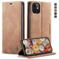 Caseme - CASEME 013 Flip Konstl&auml;derpl&aring;nboksfodral till iPhone 11 - Brun