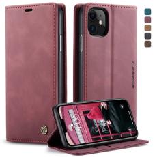 Caseme - CASEME 013 Flip Konstl&auml;derpl&aring;nboksfodral till iPhone 11 - Vinr&ouml;d