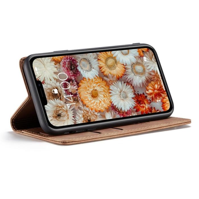 Caseme - CASEME 013 Flip Konstläderplånboksfodral till iPhone 11 - Brun