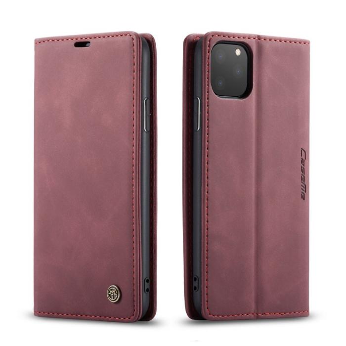 Caseme - CASEME 013 Flip Leather Plånboksfodral för iPhone 11 Pro Max - Vinröd