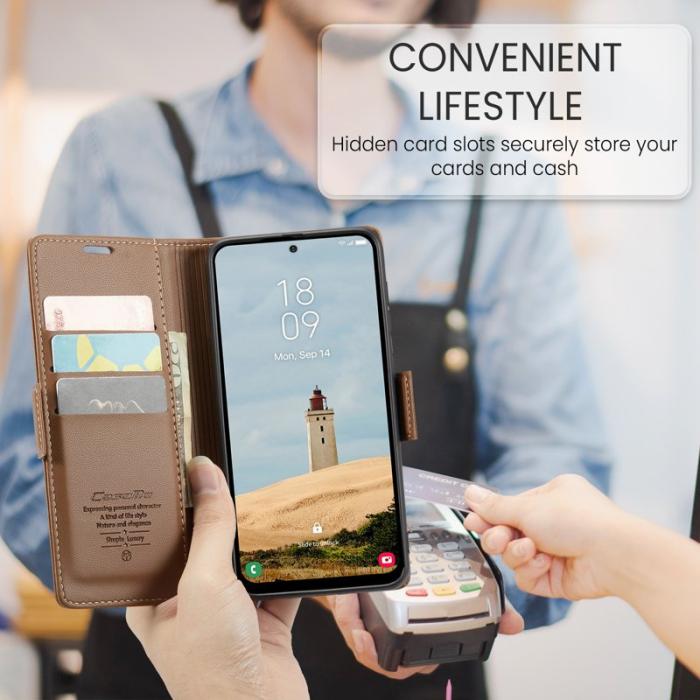 Caseme - CASEME Plånboksfodral Konstläder för Samsung Galaxy A56 5G - Brun