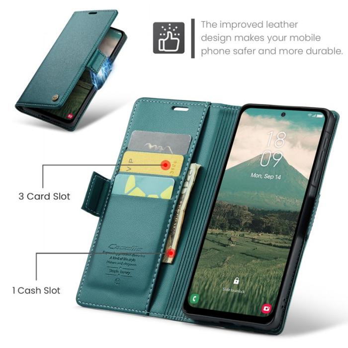 Caseme - CASEME Plånboksfodral Konstläder för Samsung Galaxy A56 5G - Grön