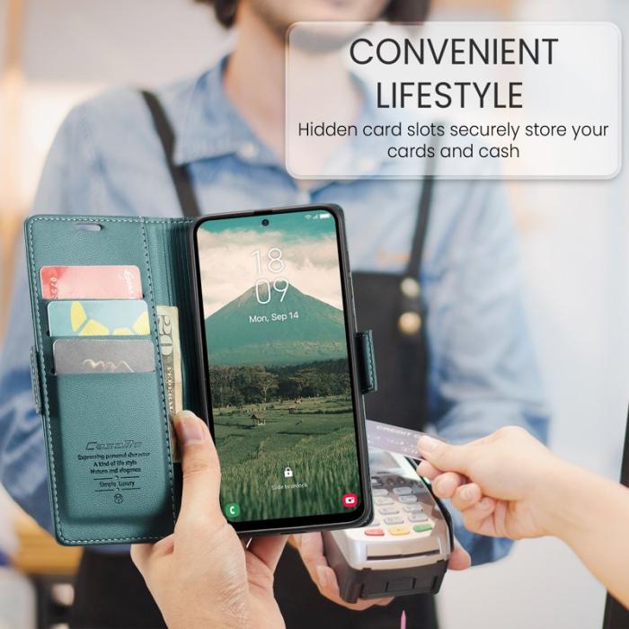 Caseme - CASEME Plånboksfodral Konstläder för Samsung Galaxy A56 5G - Grön