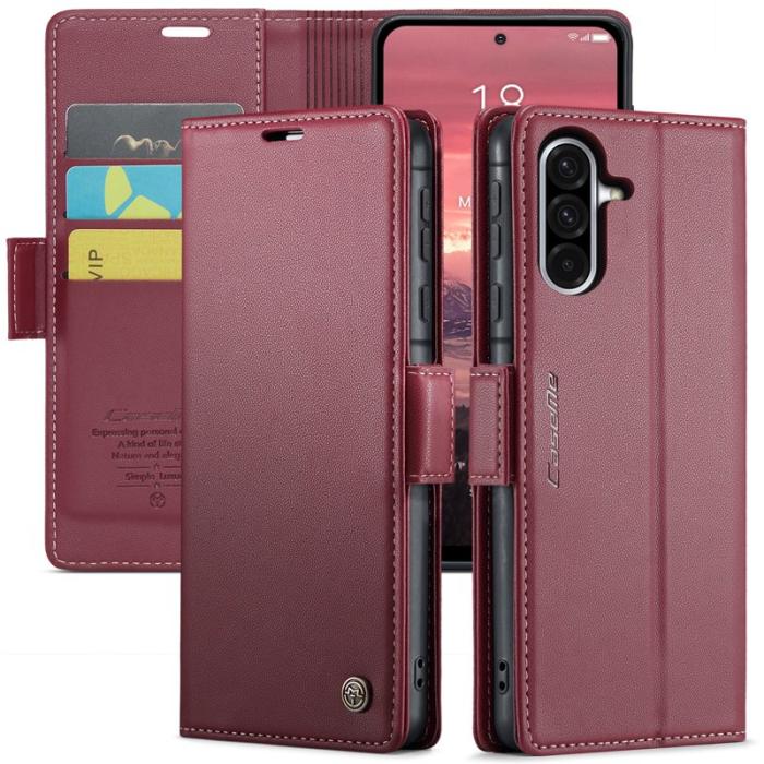 Caseme - CASEME Plånboksfodral Konstläder för Samsung Galaxy A56 5G - Röd