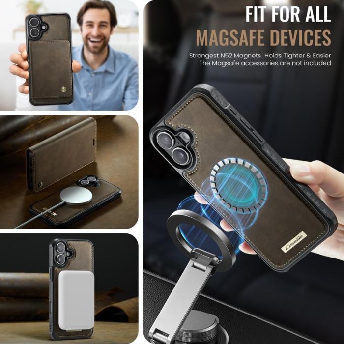 Caseme - CASEME C49 Mobilskal till iPhone 17 MagSafe RFID Blocker Läder Kaffe
