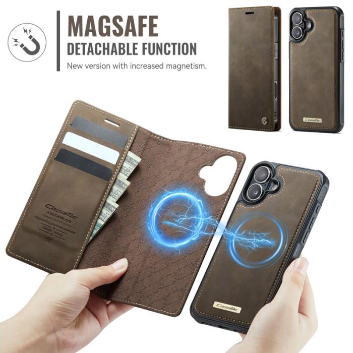 Caseme - CASEME C49 Mobilskal till iPhone 17 MagSafe RFID Blocker Läder Kaffe
