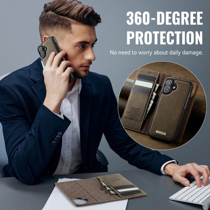 Caseme - CASEME C49 Mobilskal till iPhone 17 MagSafe RFID Blocker Läder Kaffe