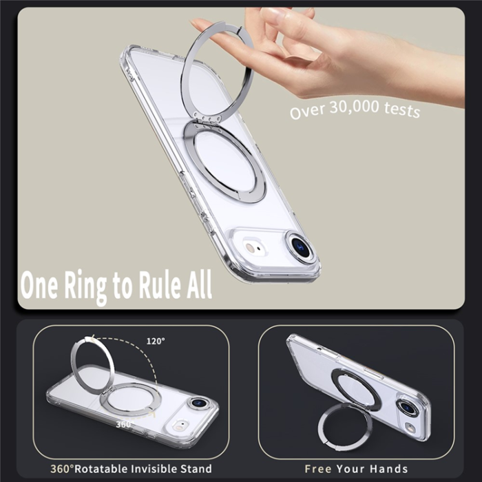 A-One Brand - iPhone Air Mobilskal Ring Kickstand TPU PC Clear - Transparent