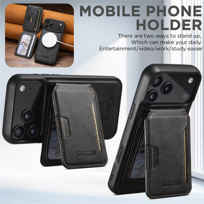 SUTENI - SUTENI iPhone 17 Pro Max Mobilskal MagSafe Cowhide M3 - Svart
