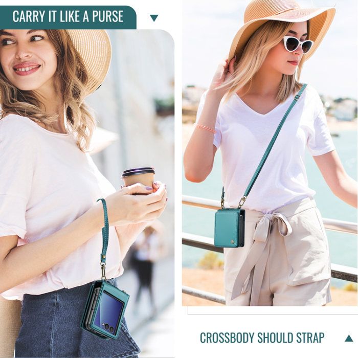 Caseme - CASEME Galaxy Z Flip 7 Plånboksfodral RFID Blocking C22 - Grön