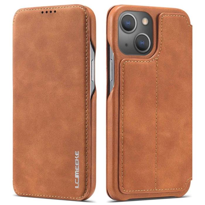 LC.imeeke - LC.IMEEKE iPhone 14 Plus Fodral KonstLäder - Ljusbrun