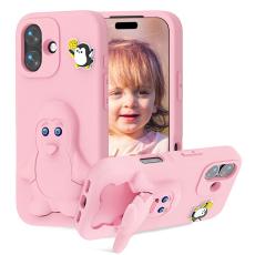 OEM - Penguin Mobilskal till iPhone 17 Kickstand St&ouml;tt&aring;lig EVA - Rosa