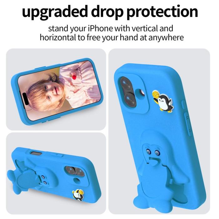 OEM - Penguin Mobilskal till iPhone 17 Kickstand Stöttålig EVA - Blå