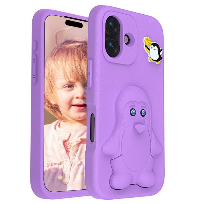 OEM - Penguin Mobilskal till iPhone 17 Kickstand Stöttålig EVA - Lila