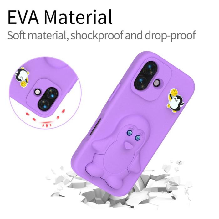 OEM - Penguin Mobilskal till iPhone 17 Kickstand Stöttålig EVA - Lila