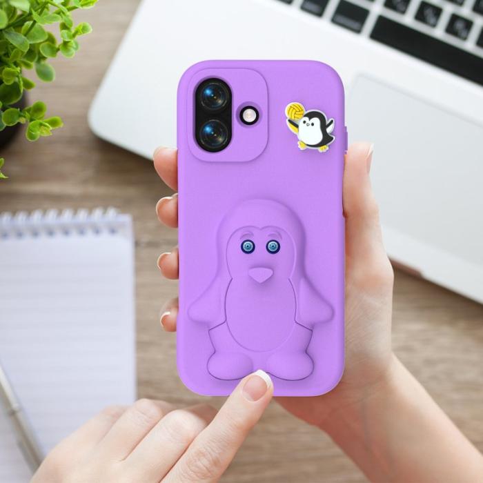 OEM - Penguin Mobilskal till iPhone 17 Kickstand Stöttålig EVA - Lila
