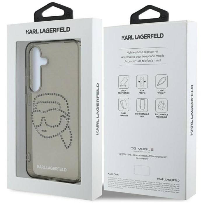 KARL LAGERFELD - Karl Lagerfeld Galaxy S25 Mobilskal Rhinestones Karl Head Logo - Svart